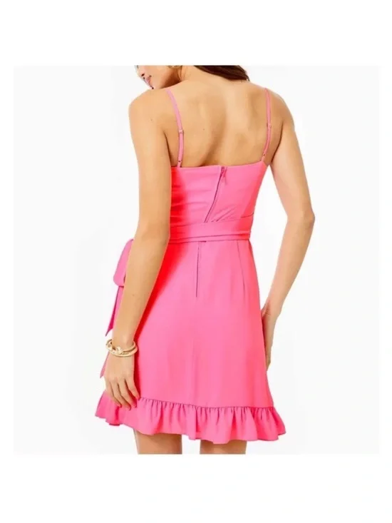Lilly Pulitzer Alisa Ruffle Wrap Dress Hot Pink 12 - Picture 4 of 16